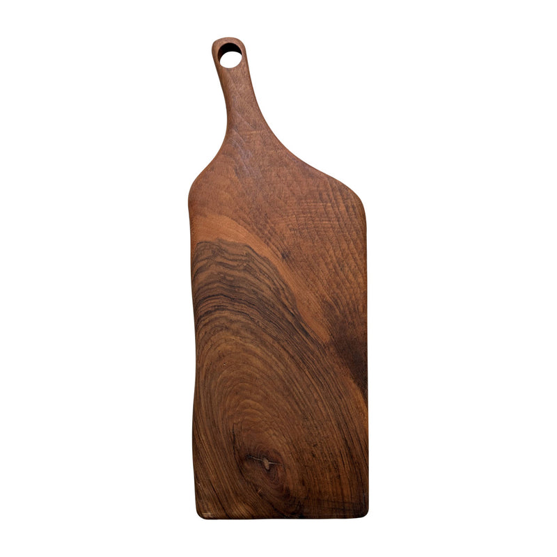 Sapi yana dogru yamuk el oymasi sunum tahtasi_Hand carved serving board with curved handle