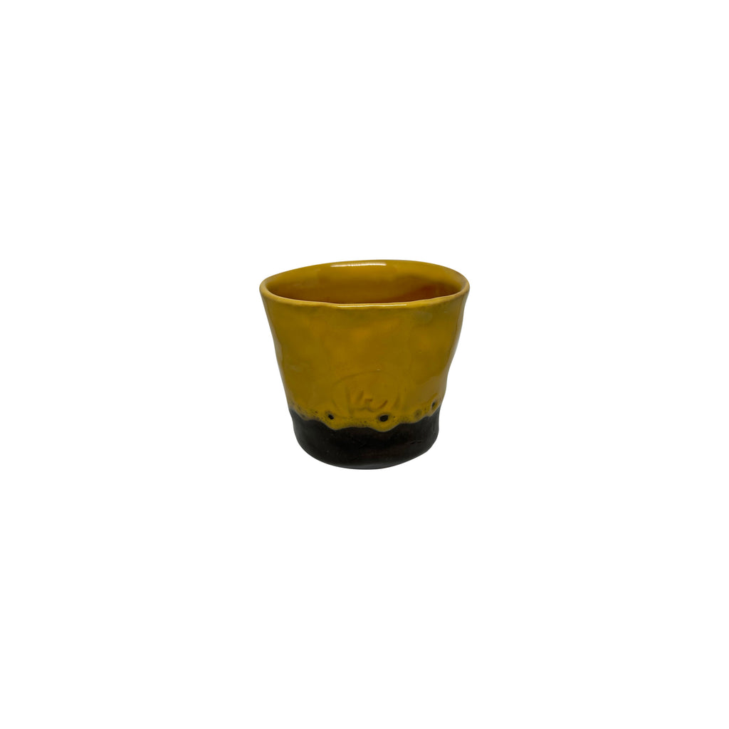 Sari ve kahverengi seramik bardak_Yellow and brown ceramic cup
