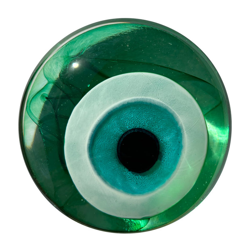 Seffaf yesil el yapimi cam nazar boncugu_Green clear glass hand made big evil eye bead
