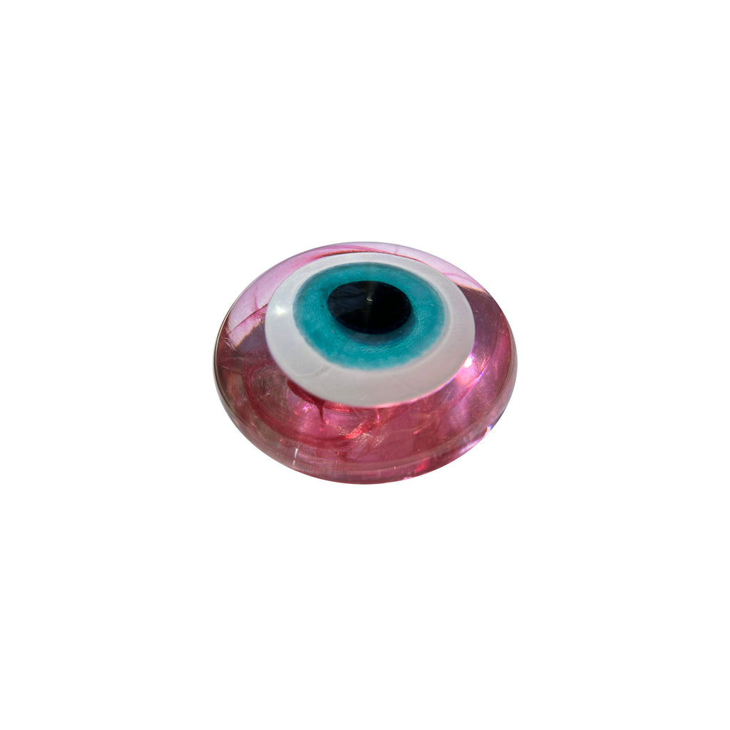 Seker pembe ve turkuaz renk cam goz boncugu_Pastel pink and turquoise color glass evil eye bead