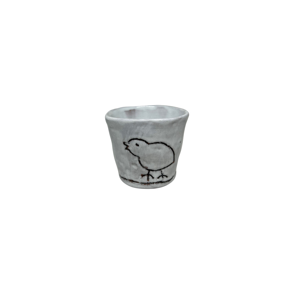 Sevimli civciv desenli beyaz seramik Atolye 11 bardak_White ceramic cup with cute chick pattern
