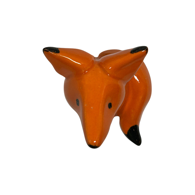 Sevimli turuncu seramik tilki biblosunun ust gorunusu_Top view of ceramic fox_Z