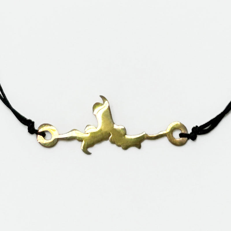 Siyah ipte bir ciniden alinma yilan ejder motifli gumus ustu altin kaplama uc_Gold plated silver pendant on black string with serpent dragon motif taken from a tile