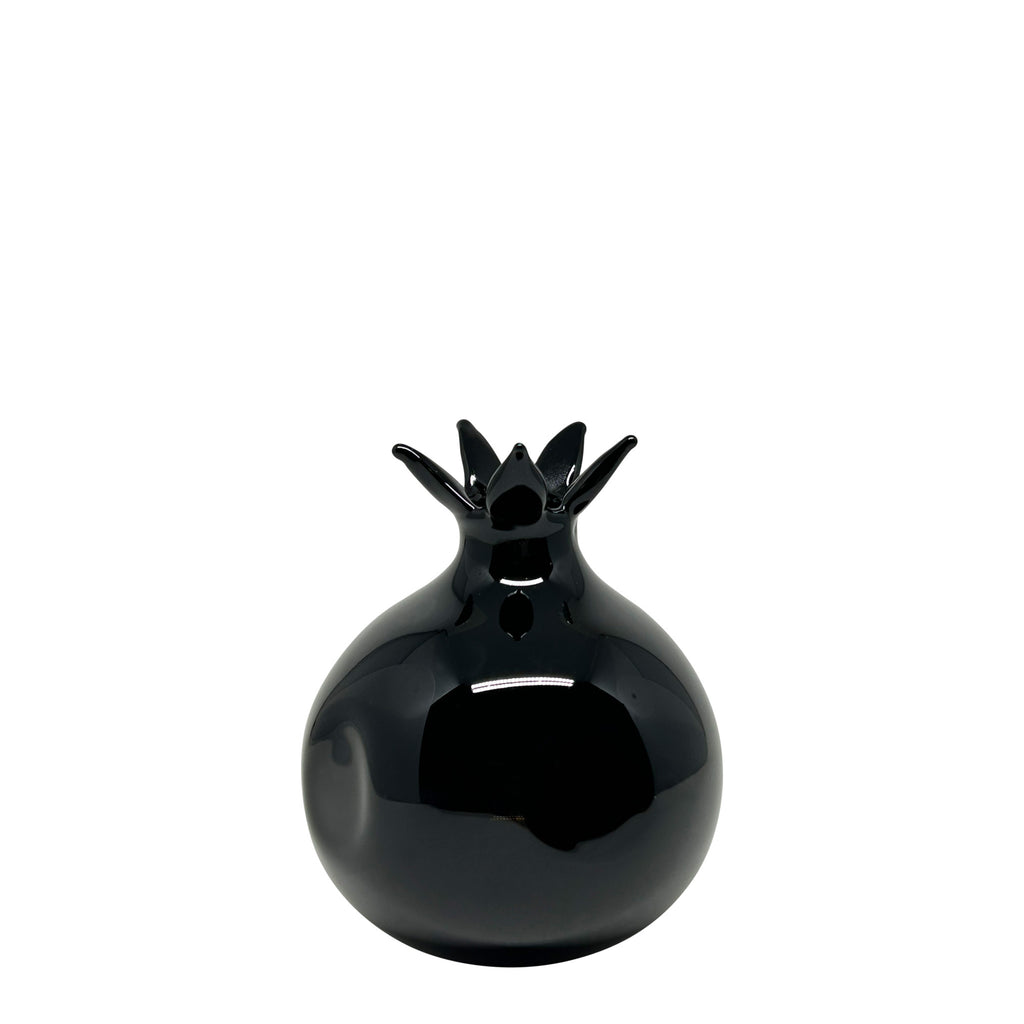 Siyah kucuk ufleme cam biblo nar_Black handblown glass pomegranate