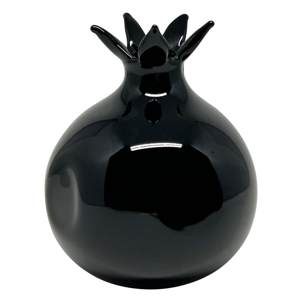 Siyah kucuk ufleme cam biblo nar_Black handblown glass pomegranate