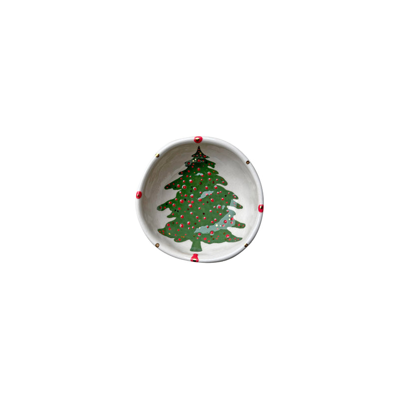 Suslu cam agaci desenli kucuk seramik kase_Small ceramic bowl with ornamental pine tree pattern