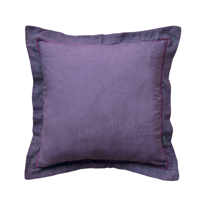 Taslanmis pamuklu bordo nakisli mor yastik_Stone washed cotton purple large pillow with burgundy color embroidery