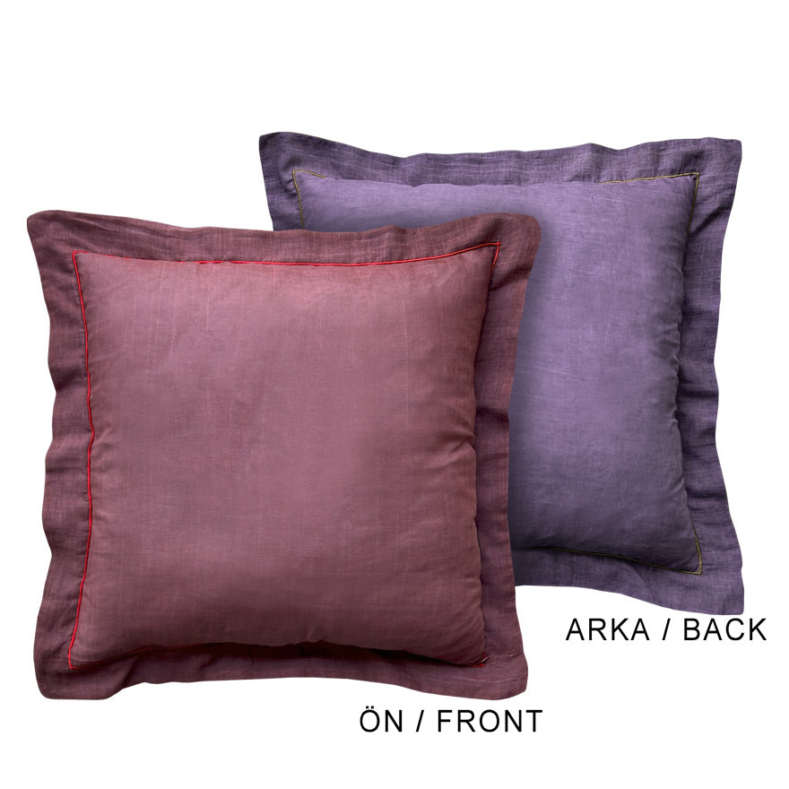 Taslanmis pamuklu bordo ve mor cift yuzlu yastik_Stone washed cotton burgundy color and purple double sided pillow_t