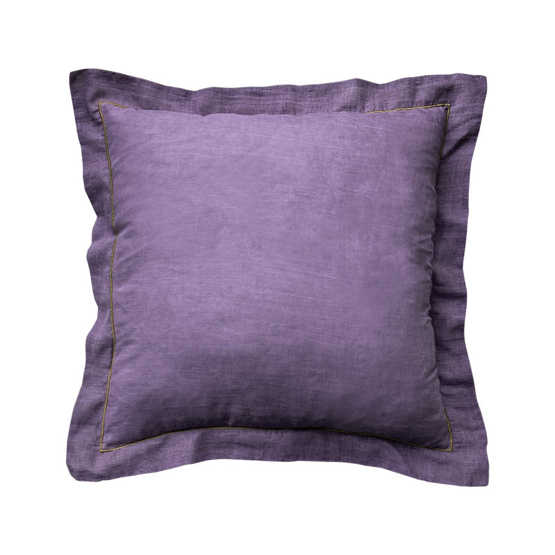 Taslanmis pamuklu kirmizi nakisli mor yastik_Stone washed cotton purple pillow with red embroidery