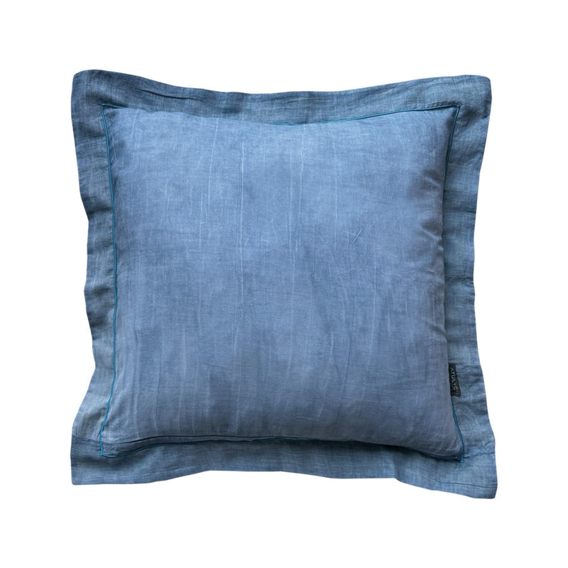 Taslanmis pamuklu mavi kirlent_Stone washed cotton blue square cushion_kissen_coussin