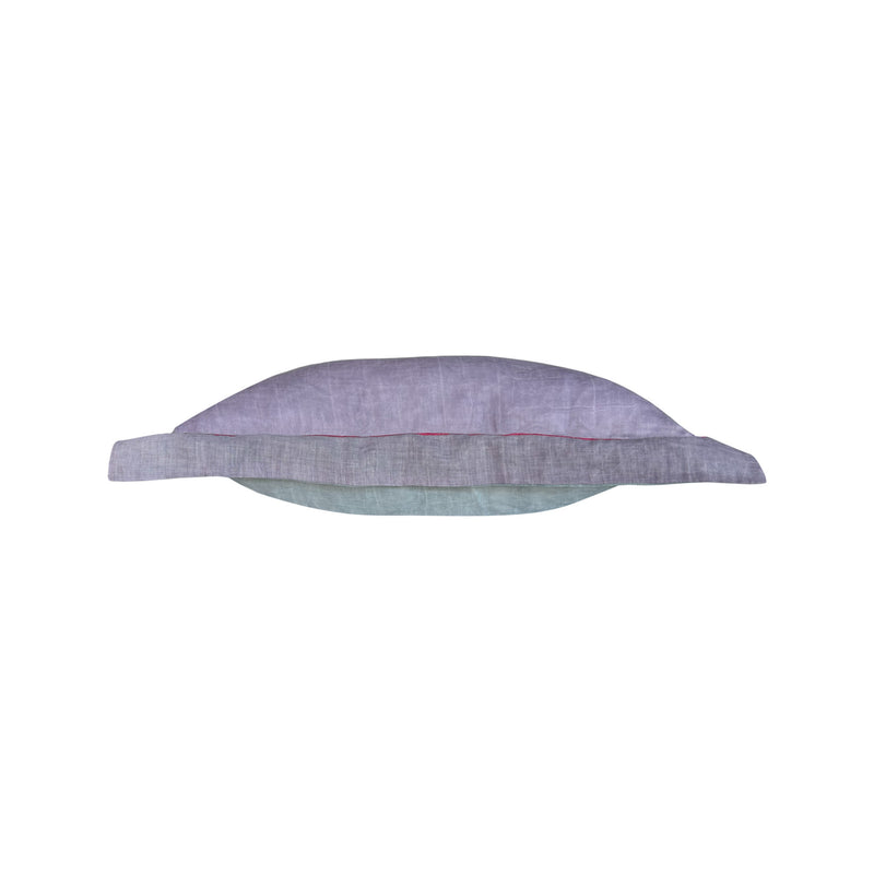 Taslanmis pamuklu onu eflatun arkasi soluk yesil yastik_Stone washed cotton cushion with violet front and pale green back