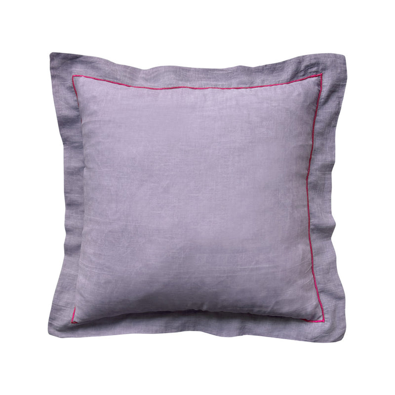 Taslanmis pamuklu pembe nakisli eflatun yastik_Stone washed cotton vioelet large pillow with pink embroidery