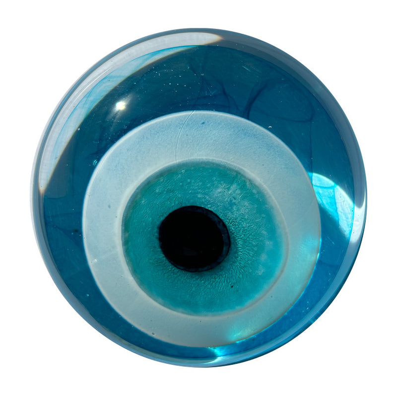 Turkuaz seffaf cam buyuk nazar boncugu_Turquoise clear glass large evil eye bead