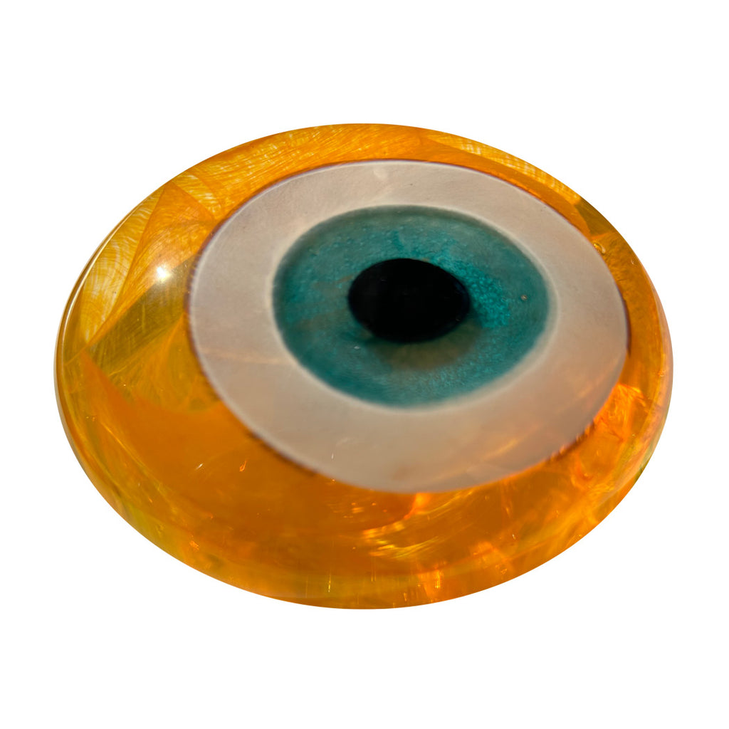 Turuncu turkuaz buyuk goz boncugu_Orange and turquoise big evil eye bead
