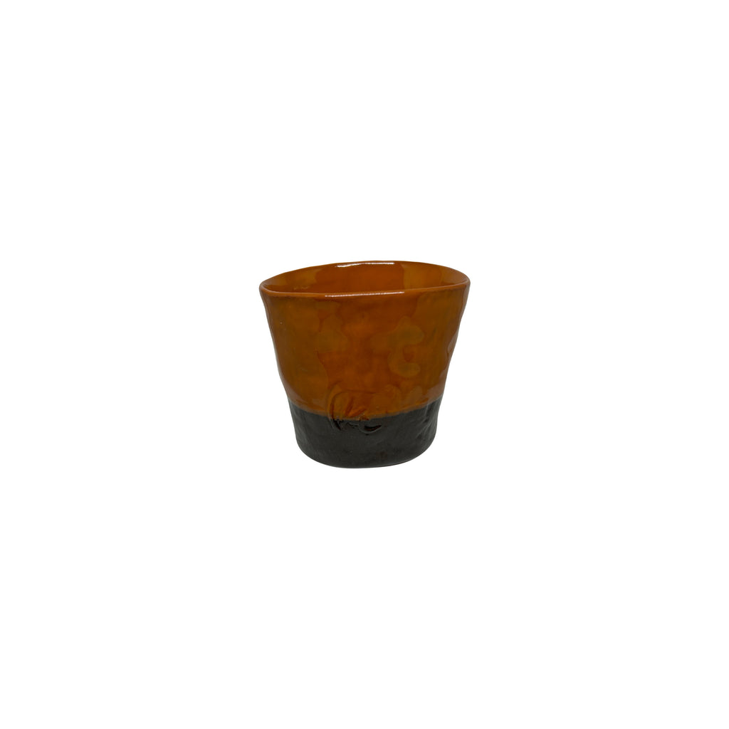 Turuncu ve kahverengi seramik bardak_Orange color and brown ceramic cup