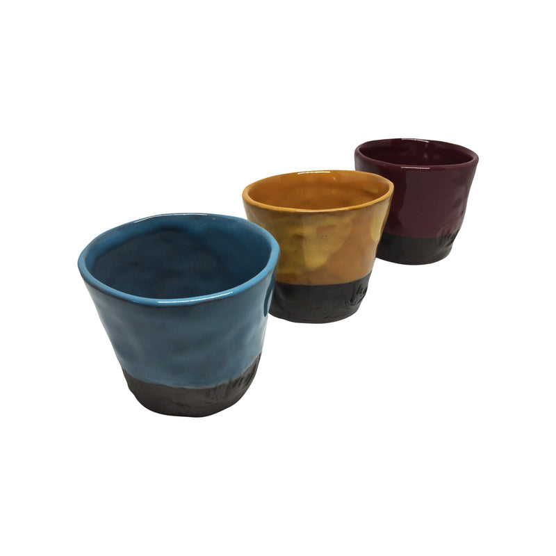 Uc adet rengarenk el yapimi seramik bardak_Three handmade colorful ceramic cups