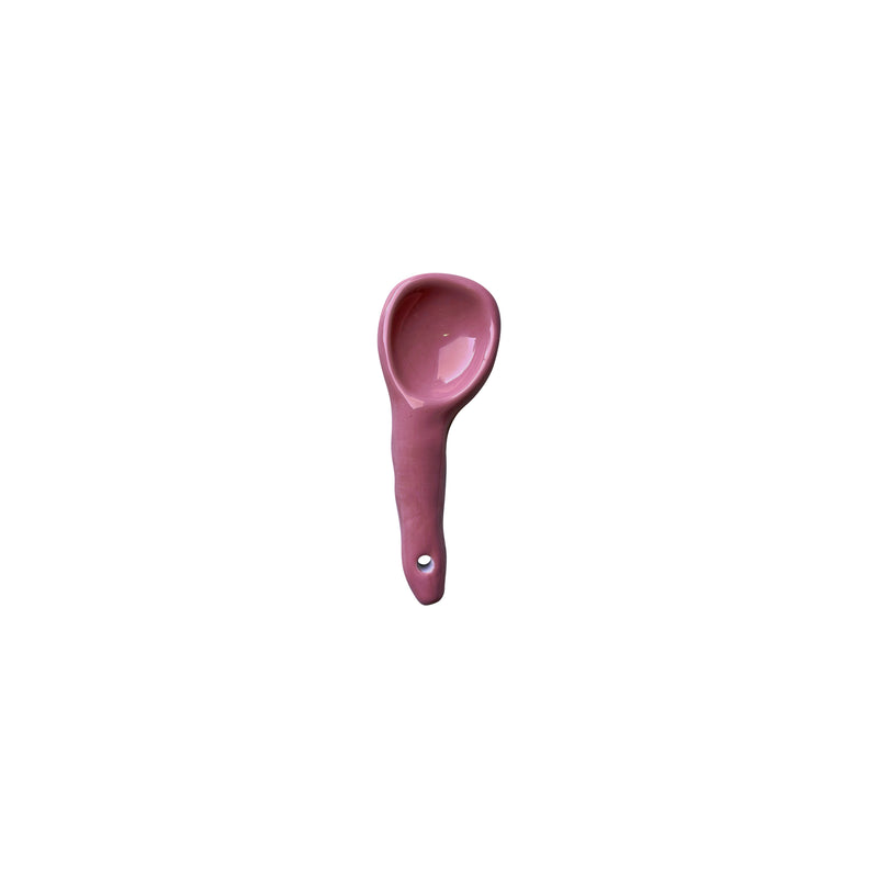 Ucu delikli pembe seramik kasik_Pink ceramic spoon with small hole on its handle