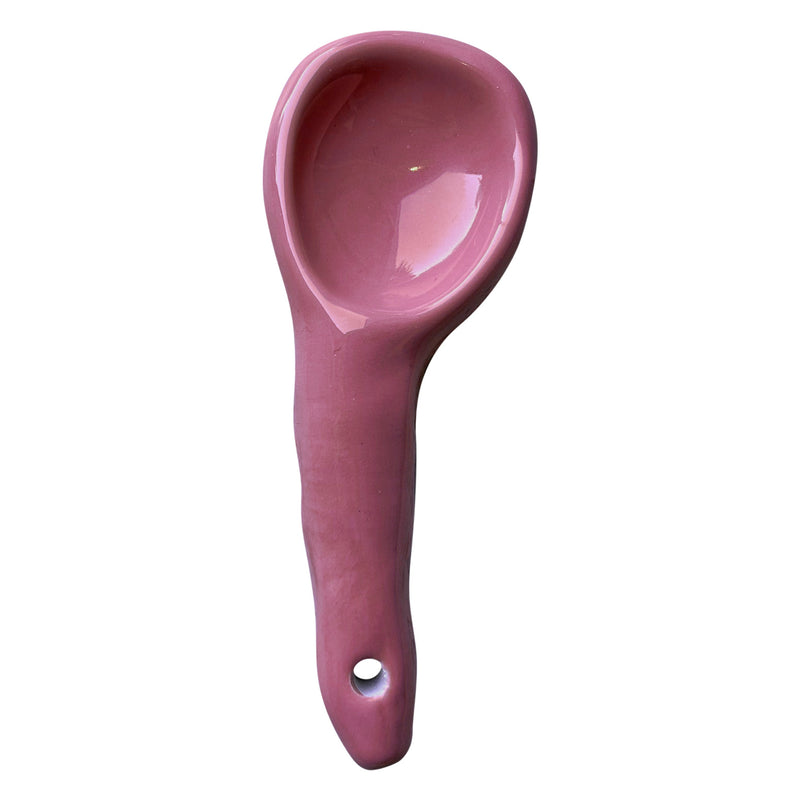 Ucu delikli pembe seramik kasik_Pink ceramic spoon with small hole on its handle