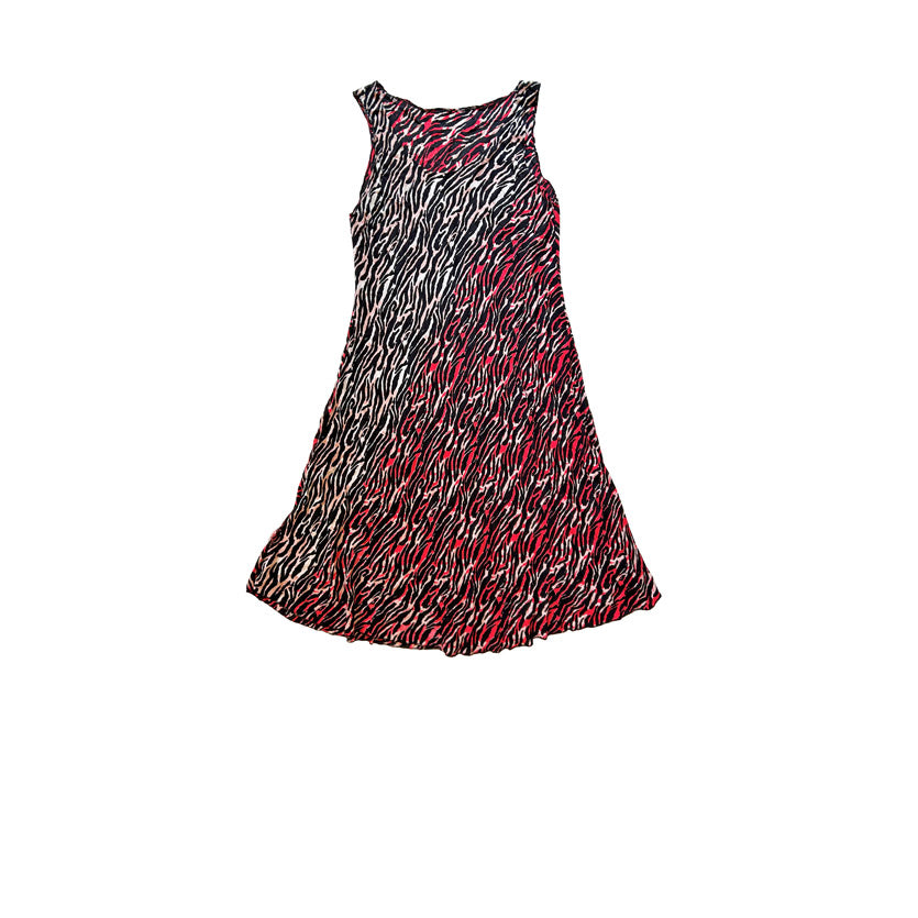 Verev kaplan desenli siyah beyaz kirmizi askili elbise_Bias tiger patterned black white red dress