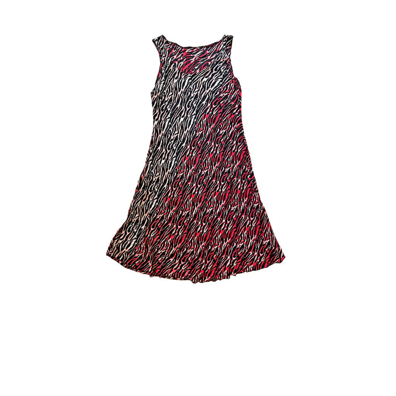 Verev kaplan desenli siyah beyaz kirmizi askili elbise_Bias tiger patterned black white red dress