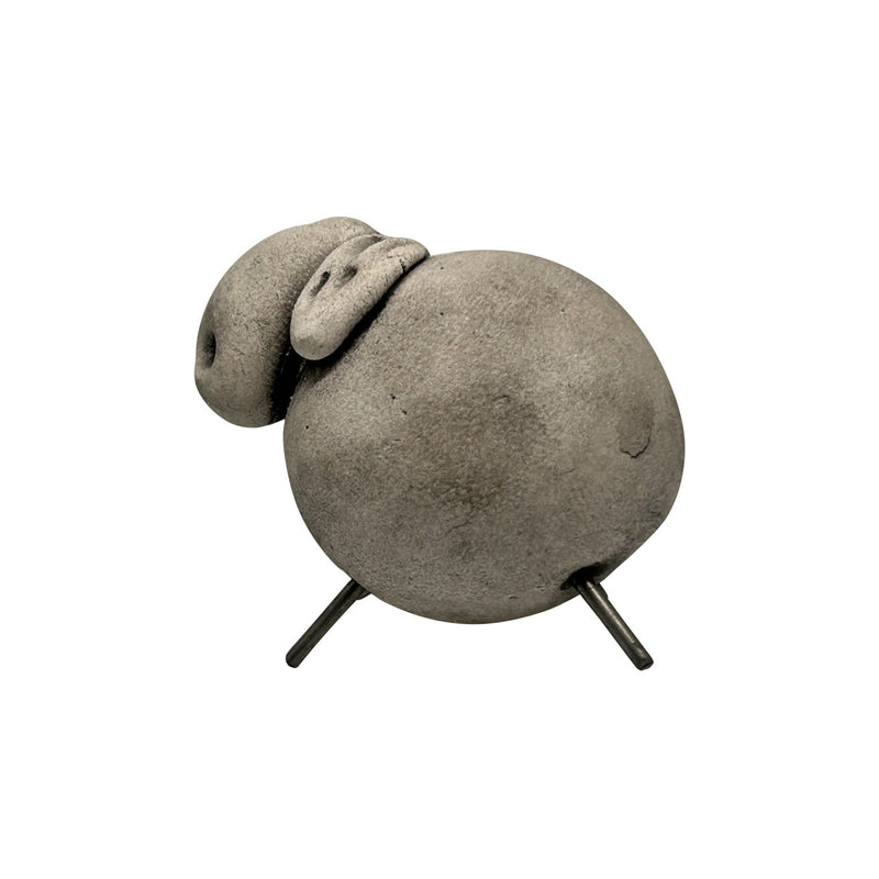 Yan duran gri seramik koyun_Side view of gray ceramic sheep figurine_Z