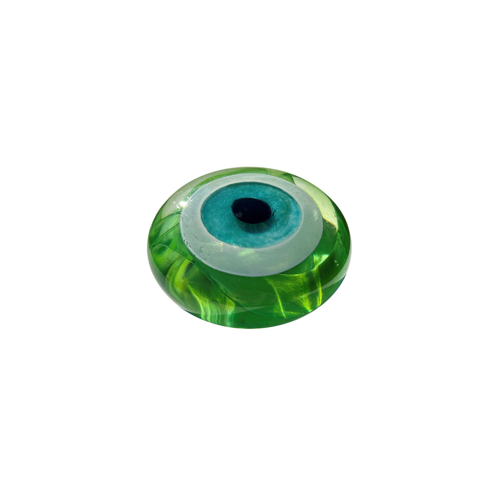 Yesil ici beyazli ev ve ofis aksesuari goz nazar agirlik_Green evil eye paper weight_perles des bosen blicks