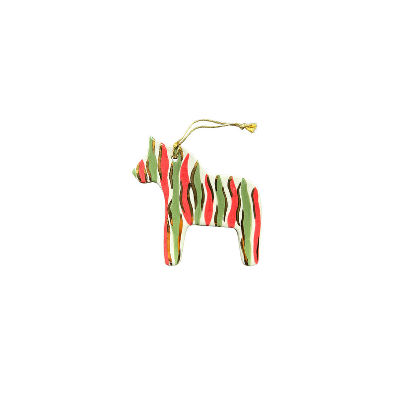 Yesil kirmizi cizgili seramik geyik yilbasi susu_Red and green striped ceramic christmas deer ornament