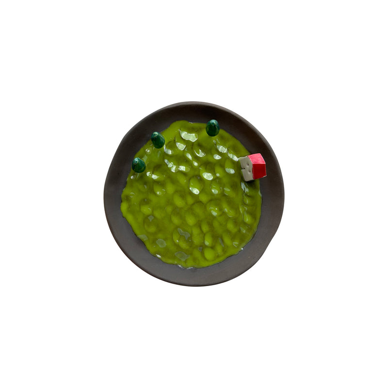 Yesil kirmizi ev aksesuari seramik tabak_Green and red home accessory ceramic dish