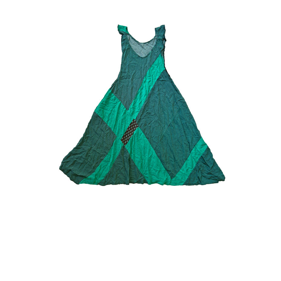 Yesil lacivert verev cizgili kalin askili elbise_Green and navy blue bias striped thick strap dressYesil lacivert verev cizgili kalin askili elbise_Green and navy blue bias striped thick strap dress