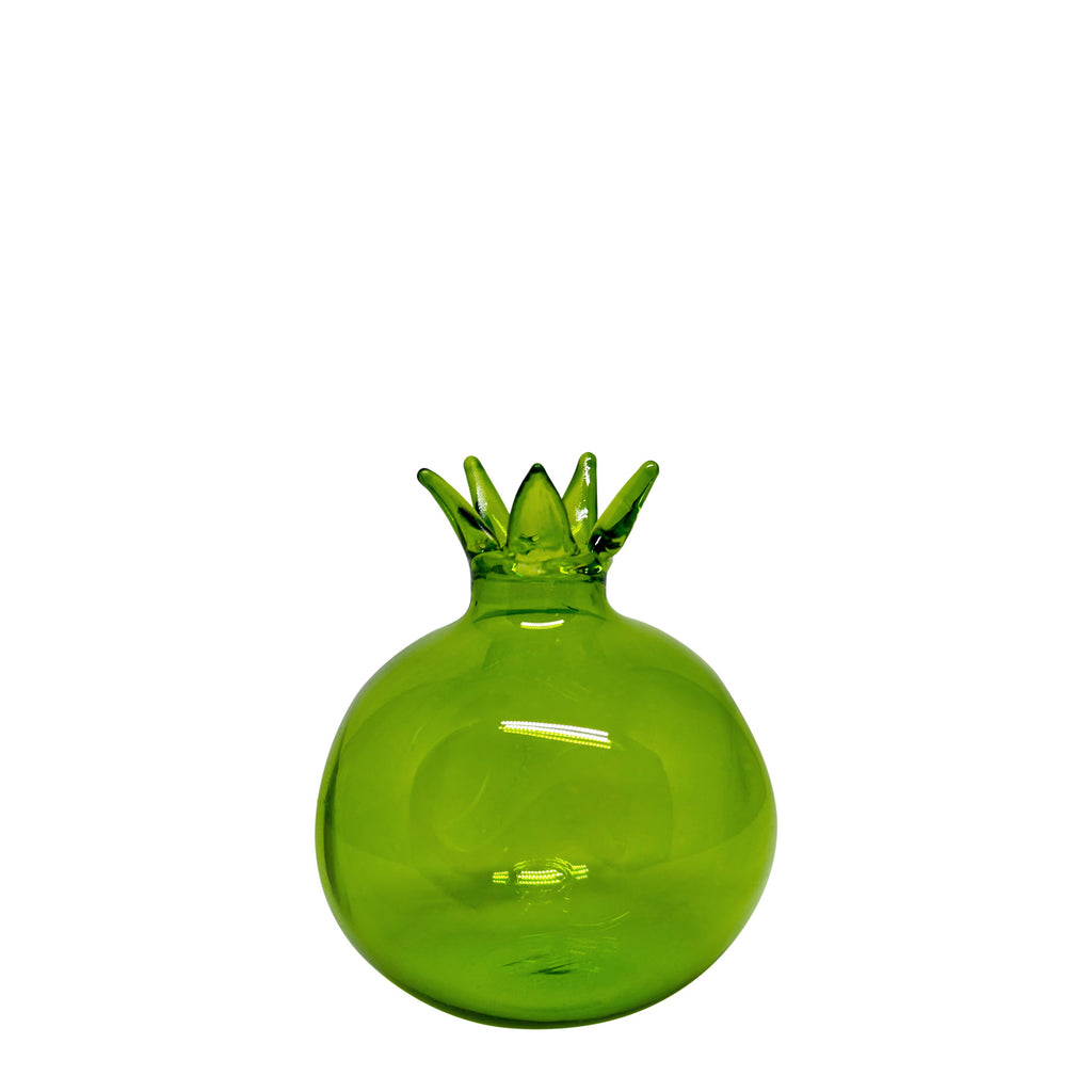 Yesil seffaf cam ev aksesuari nar_Green transparent glass home accessory pomegranate
