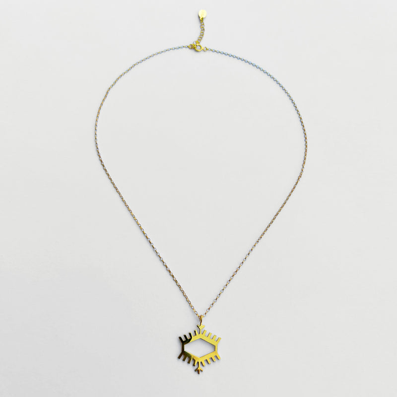 Zincirli pitrak motifli altin kaplama kolye_Gold plated silver Atolye 11 necklace with chain