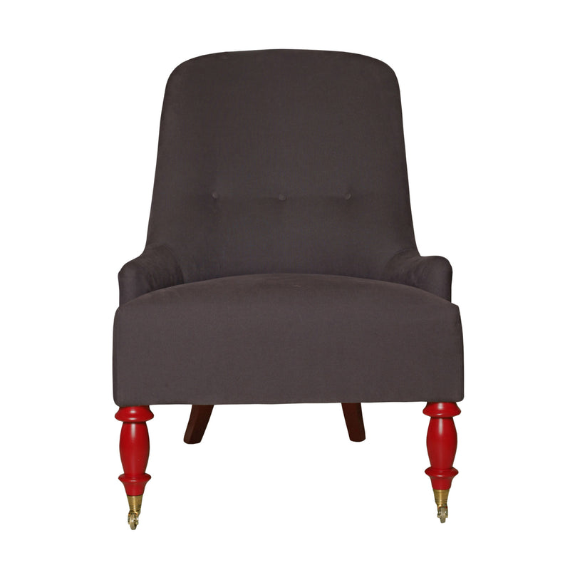 Alcak kollu kirmizi ayakli fume koltuk_Armless dark grey armchair with red legs_sessel_fauteuil