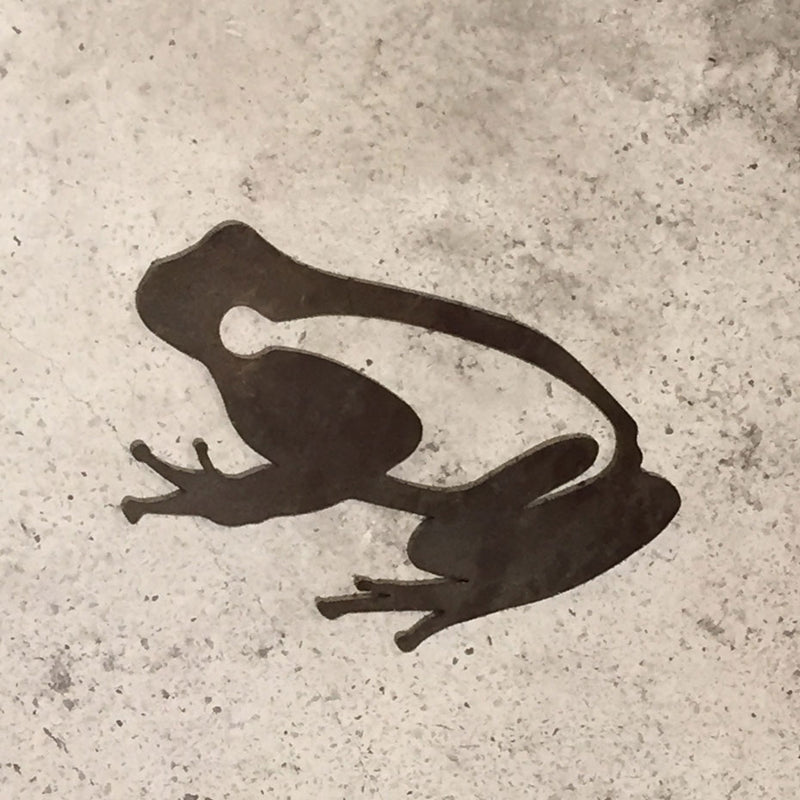 Bej zeminde metal kurbaga figuru_Metal frog on beige floor_frosch_grenouille
