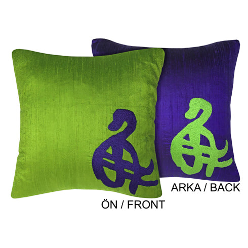Cift tarafli kus motifi nakisli dekoratif yastik_Decorative double sided cushion with bird motif embroidery