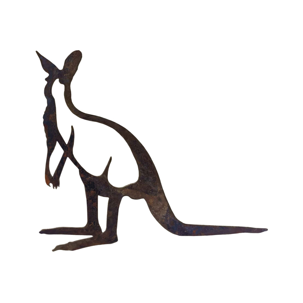 Metal plakadan lazer kesim dekoratif kanguru_Decorative kangaroo laser cut from metal plate_Känguru aus metall_Kangourou en métal