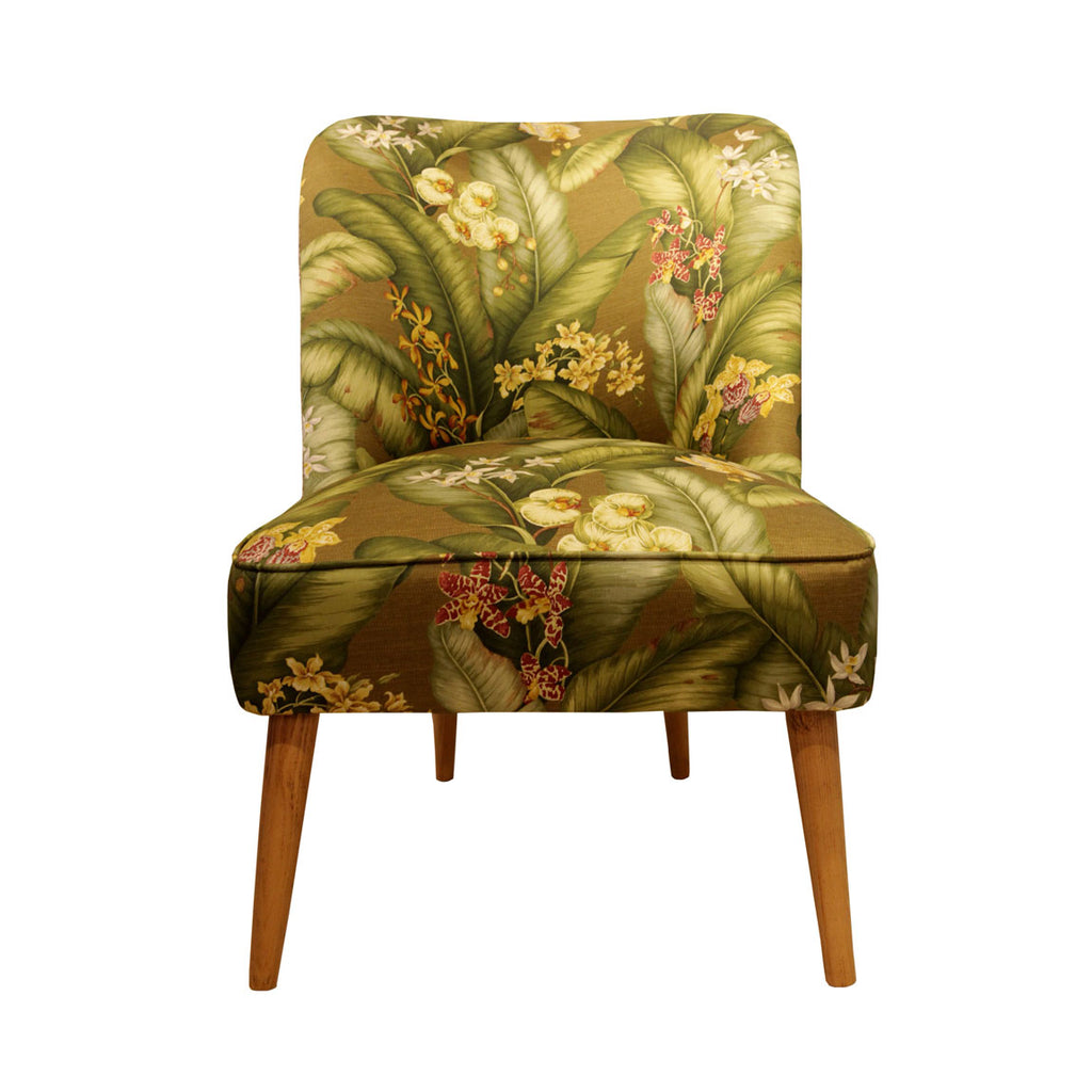 Muz yapragi desenli kanvas kumas rahat koltuk_Banana leaf armchair patterned comfortable armchair_sessel_fauteuil.