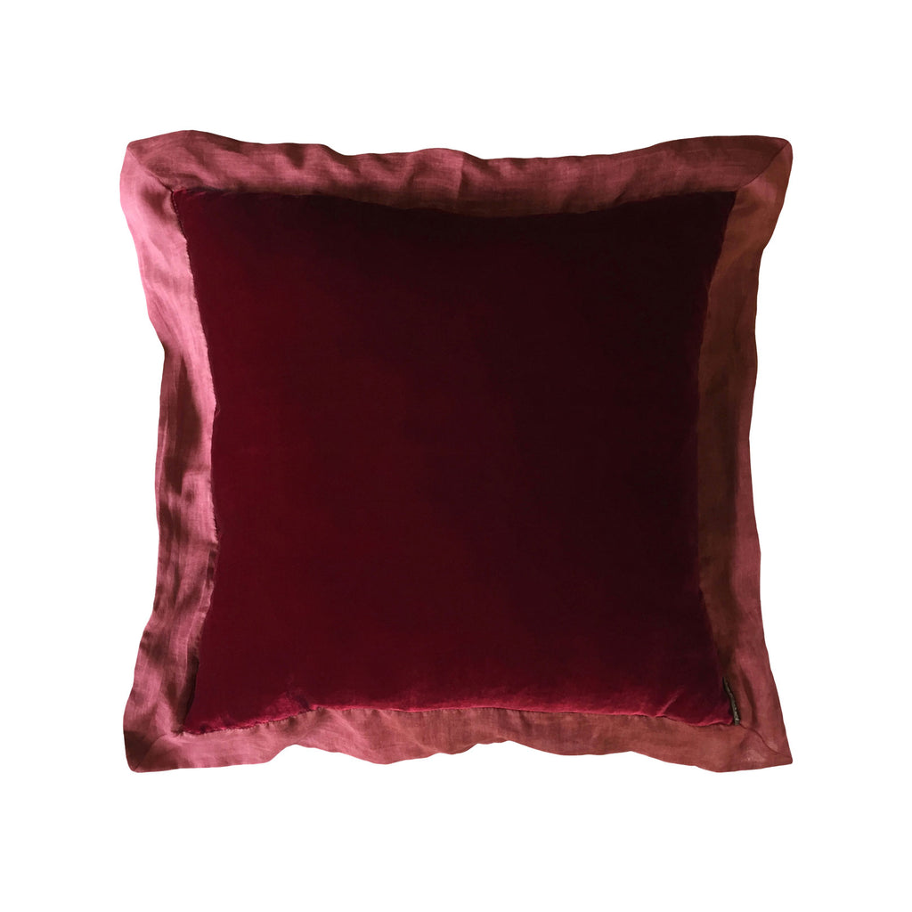Pamuklu kulaklari olan bordo buyuk kare ipek kadife kirlent_Cotton flanged burgundy color silk velvet big square pillow
