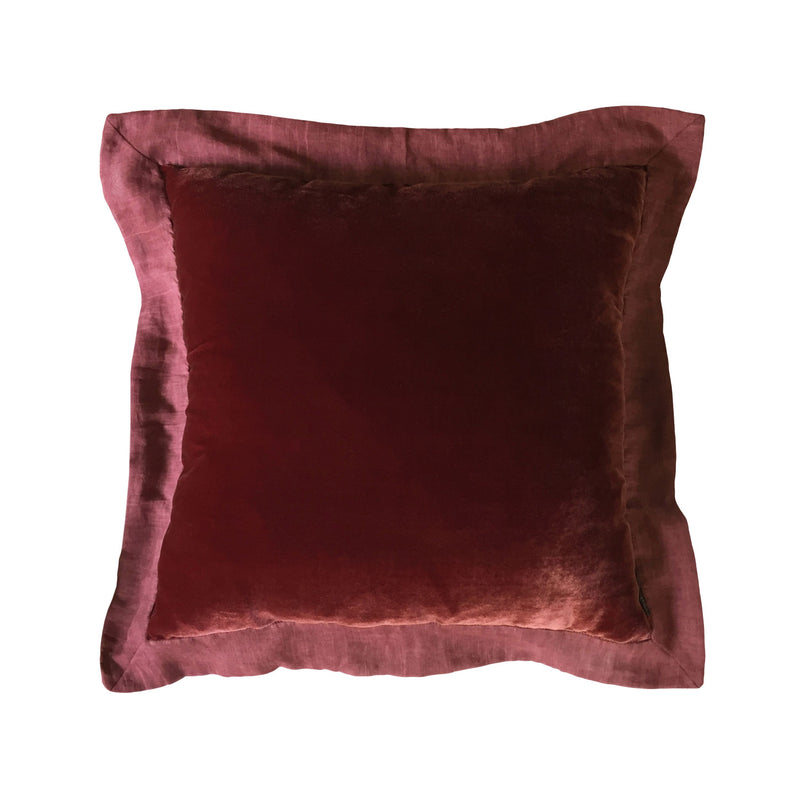 Pamuklu kulaklari olan kahvemsi bordo buyuk kare ipek kadife kirlent_Cotton flanged maroon color silk velvet big square pillow