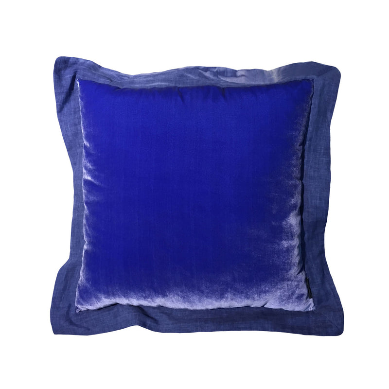 Pamuklu kulaklari olan kobalt mavi buyuk kare ipek kadife kirlent_Cotton flanged cobalt blue silk velvet big square pillow