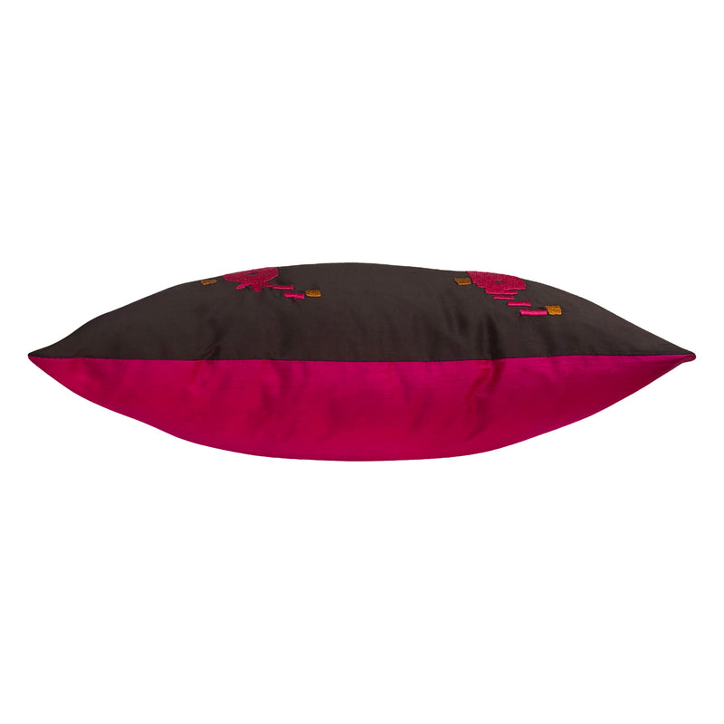 Pembe kahverengi renklerde dekoratif ipek yastik_Silk decorative cushion in pink and brown colors